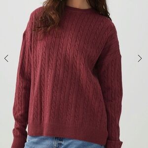 Ardene Cable Knit Crew Neck Sweater Brown